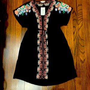 THML embroidered cinched waist dress